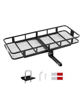 Front. VEVOR - 60" x 24" x 6", Hitch Cargo Carrier, 500 lbs Capacity Hitch Cargo Carrier with Nighttime Reflective Reminder - Black.