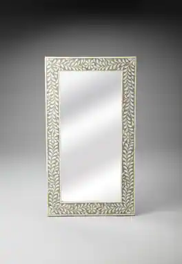 Butler Specialty - Vivienne 20.5 in. W x 36.5 in. H Rectangular Bone Inlay Wall Mirror - Gray