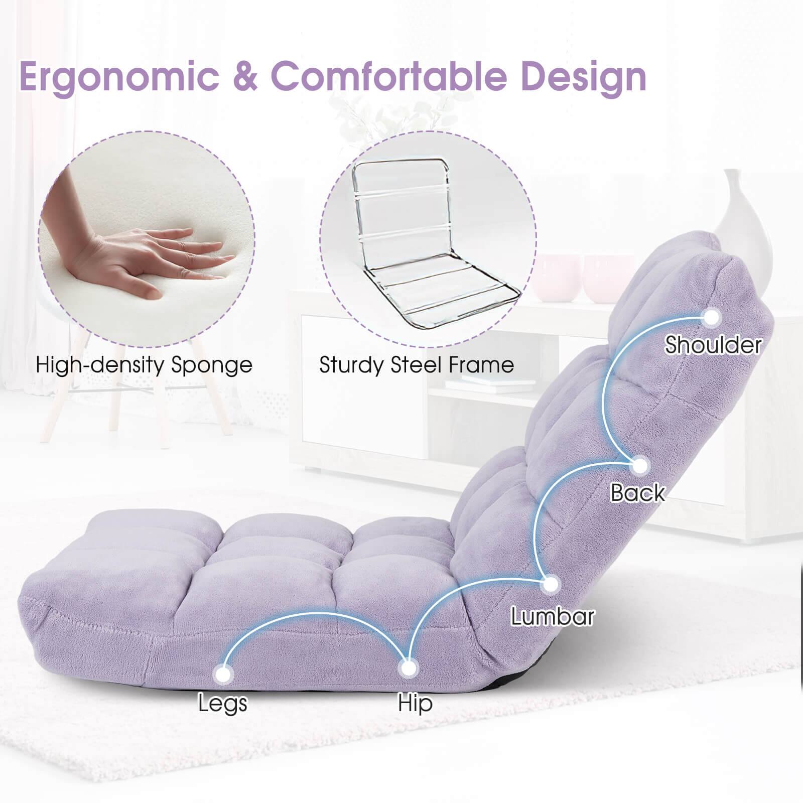 Ergonomic & Comfortable Design

- High-density Sponge
- Sturdy Steel Frame
- Shoulder
- Back
- Lumbar
- Hip
- Legs