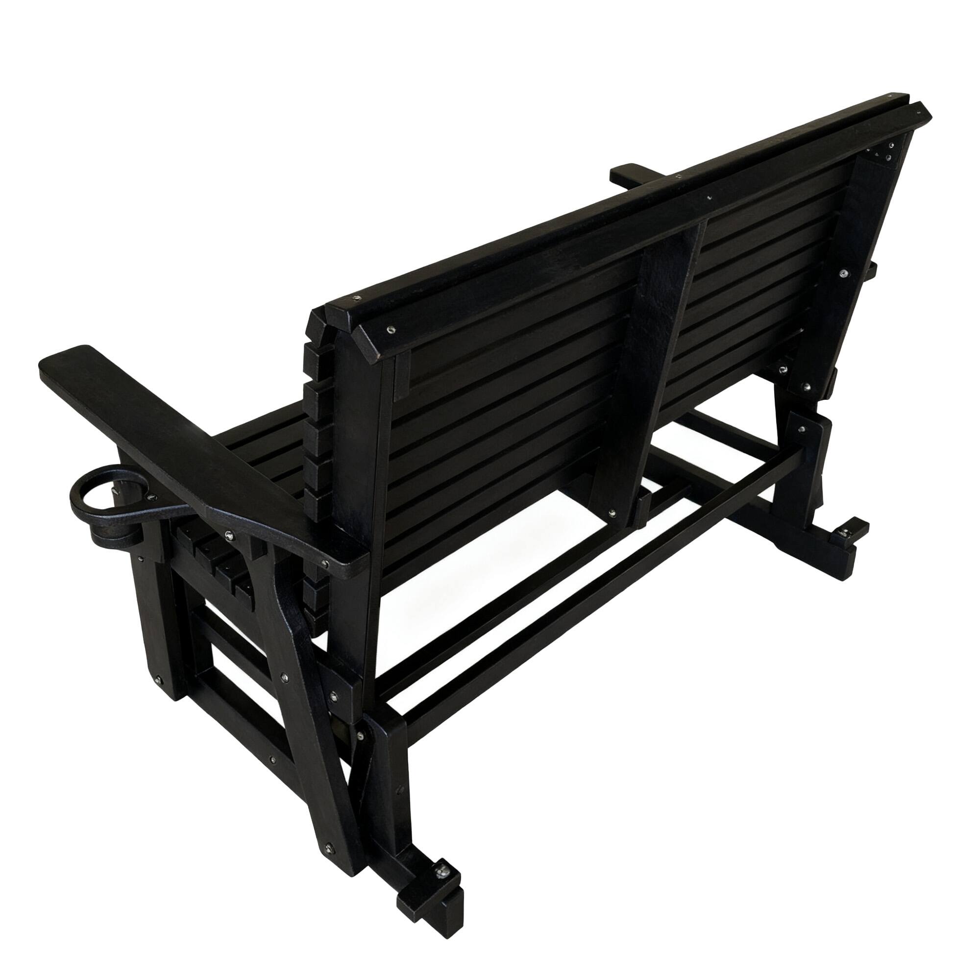 Alt View 6. Fortune Candy - HDPE Patio Glider w/Cupholders, Poly Lumber Weather-Resistant Outdoor Glider Bench, for Patio, Porch, Yard (2-Seater) - Black.
