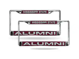 Rico Industries - Mississippi State Alumni Chrome Metal Laser Cut License Plate Frame - Set of 2 Frames - Multi