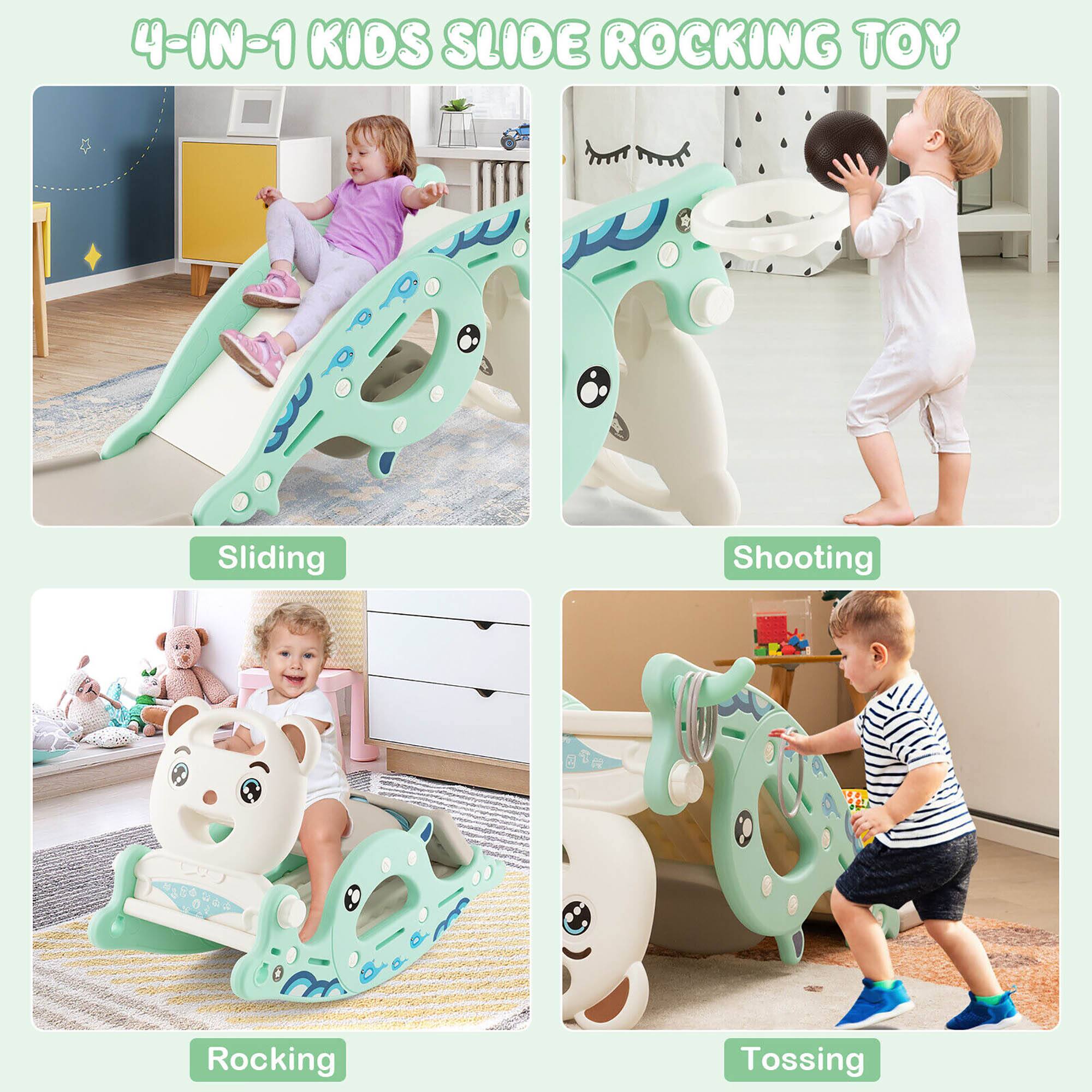 4-IN-1 KIDS SLIDE ROCKING TOY

Sliding

Shooting

Rocking

Tossing