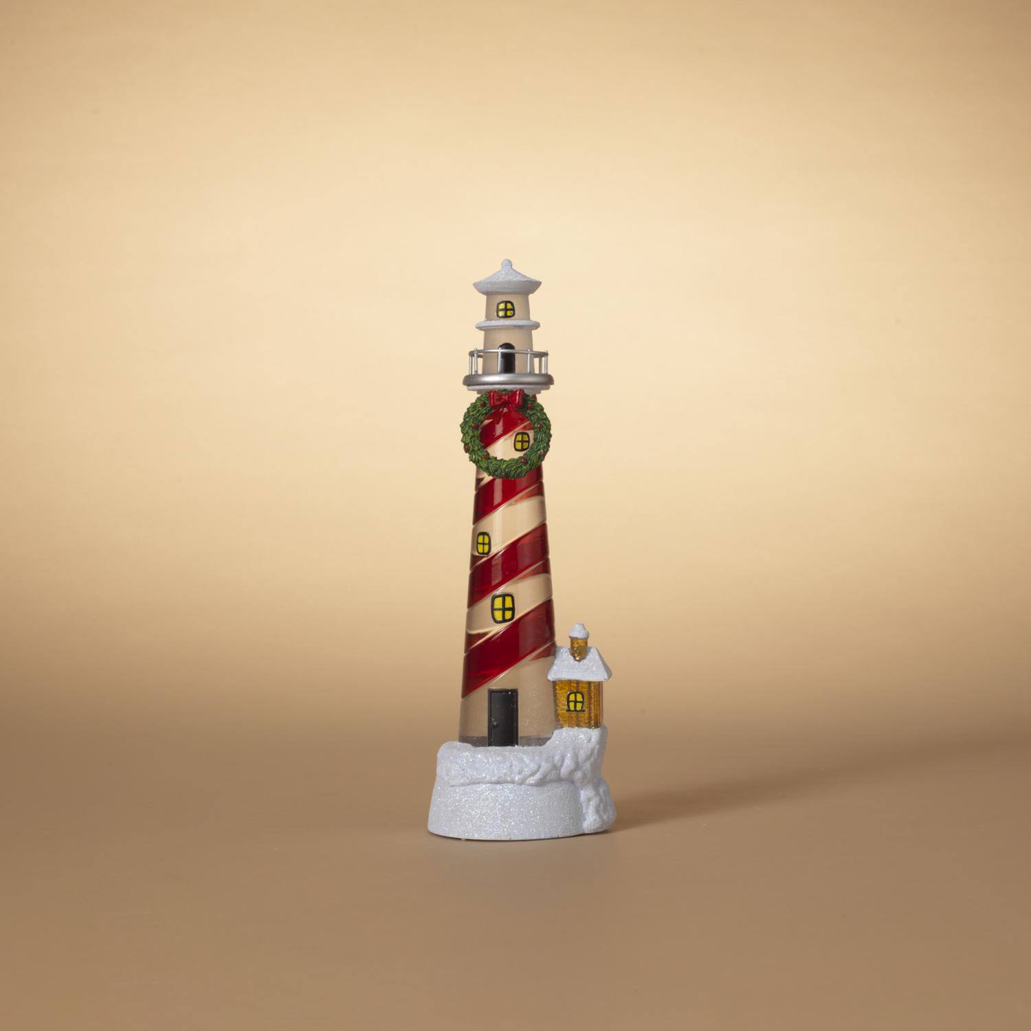 Angle. The Gerson Companies - Gerson Multicolored Lighted Spinning Water Globe Lighthouse Table Decor 12 in. (Case of 6) - Multicolored.