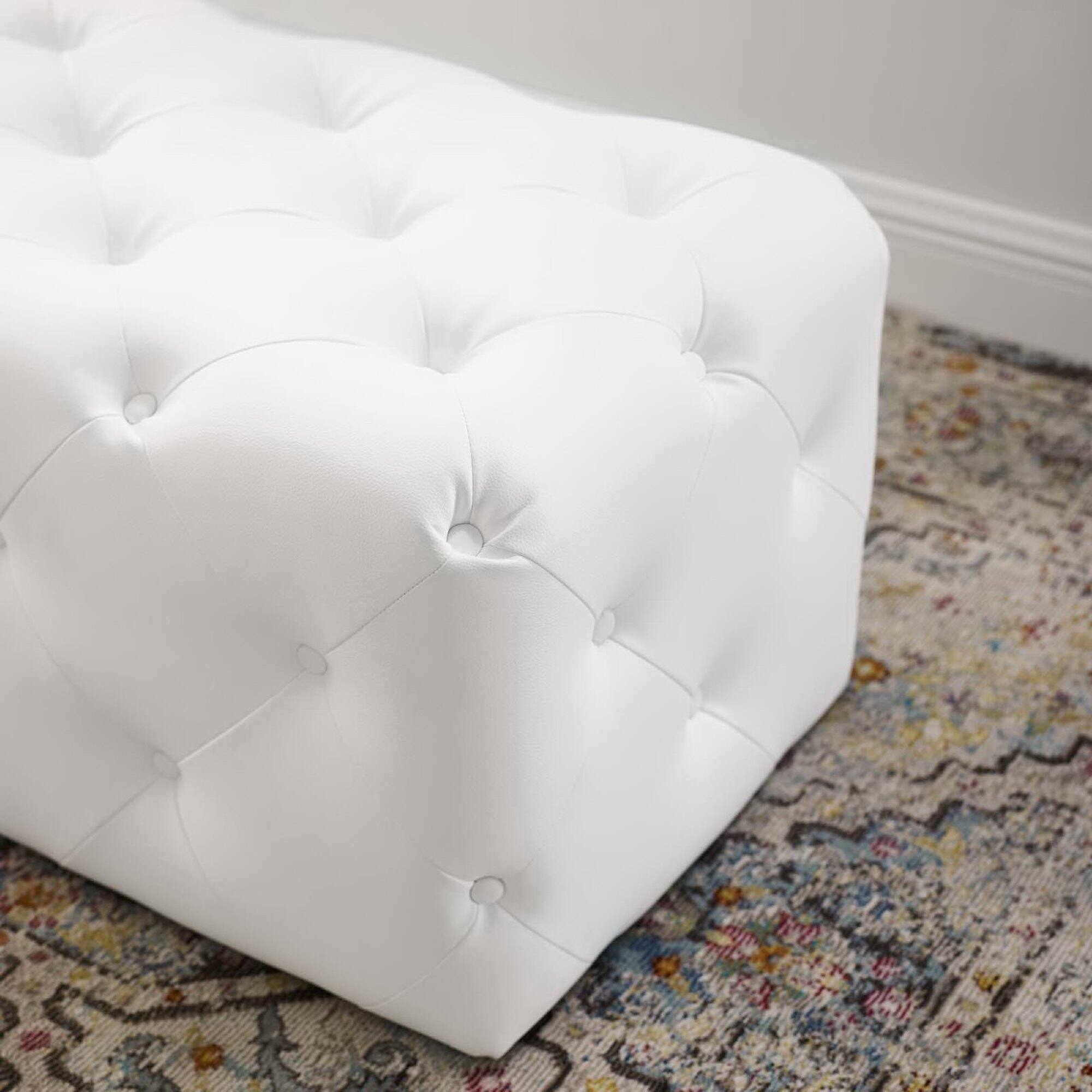 Alt View 5. Modway - Amour 48" Tufted Button Entryway Faux Leather Bench by Modway - White.