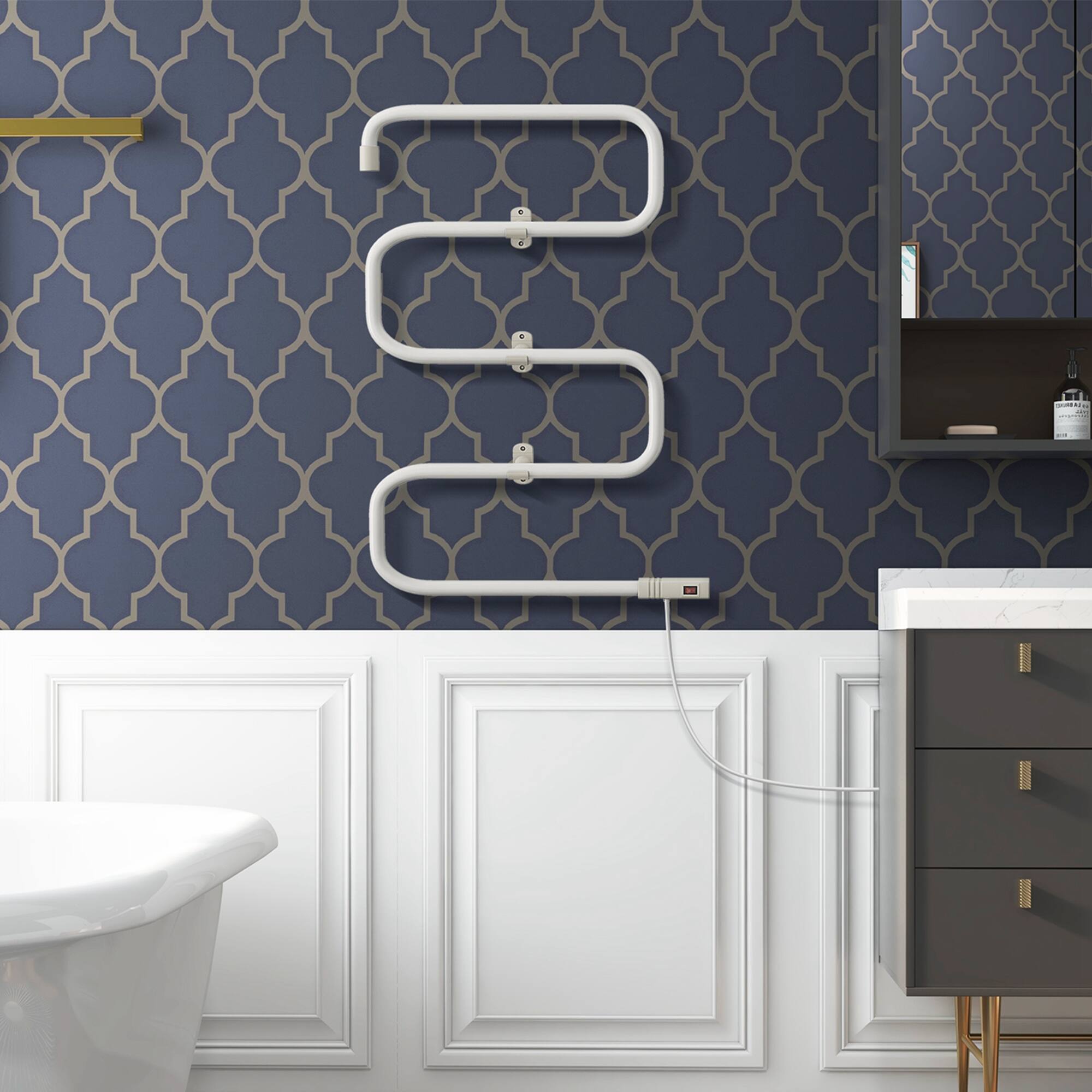 Alt View 3. Costway - Costway 100W Electric Towel Warmer Drying Rack Freestanding and Wall Mount - White.