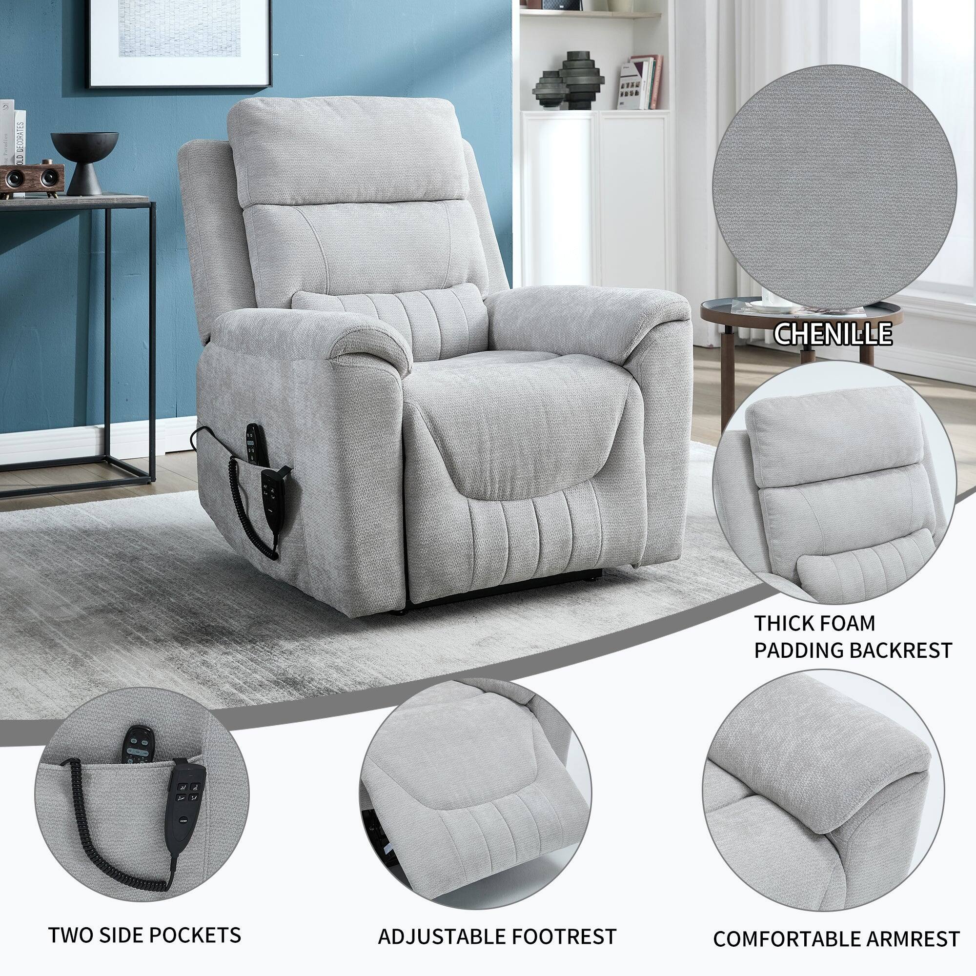 - CHENILLE
- THICK FOAM PADDING BACKREST
- TWO SIDE POCKETS
- ADJUSTABLE FOOTREST
- COMFORTABLE ARMREST