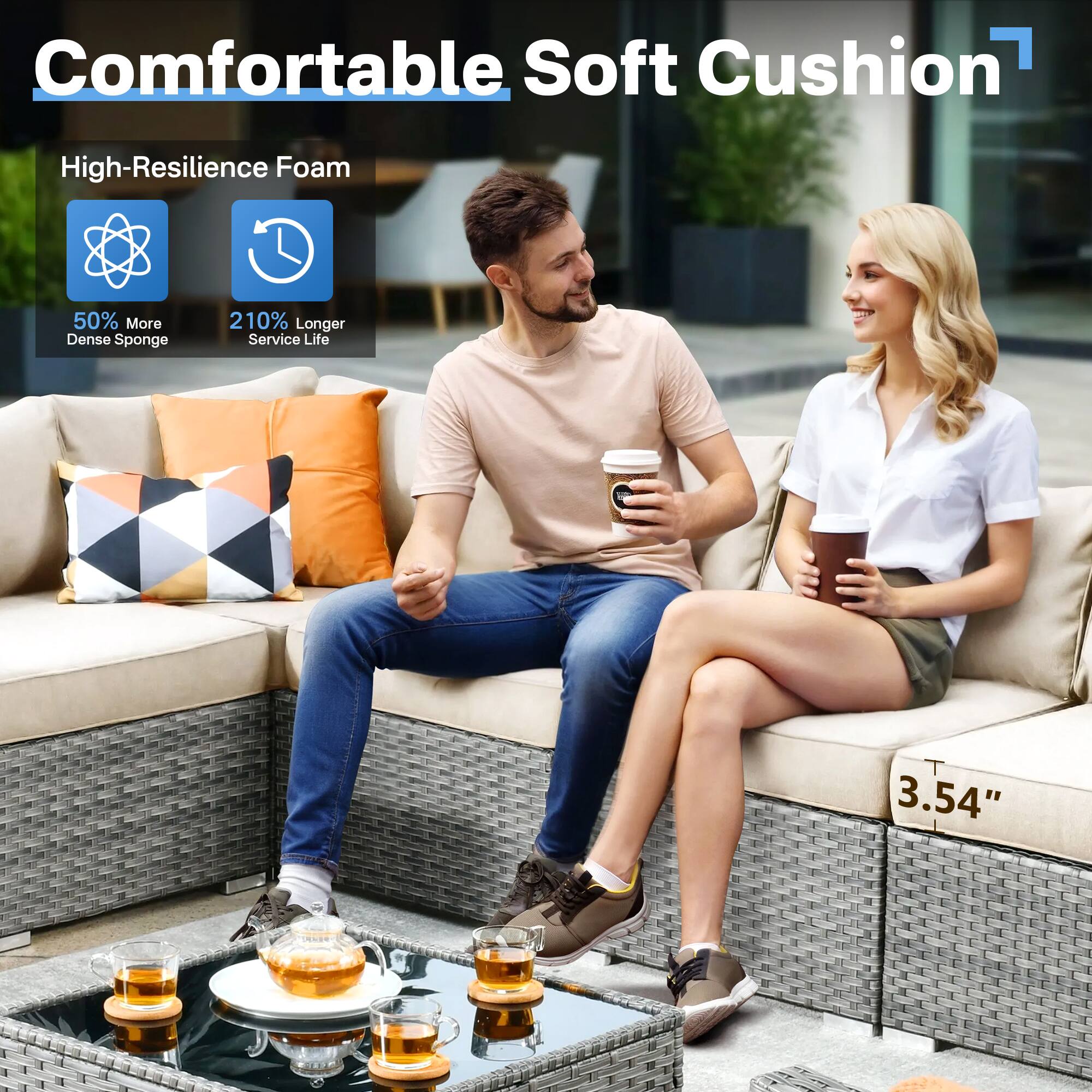 Comfortable Soft Cushion

High-Resilience Foam

50% More Dense Sponge

210% Longer Service Life

3.54"
