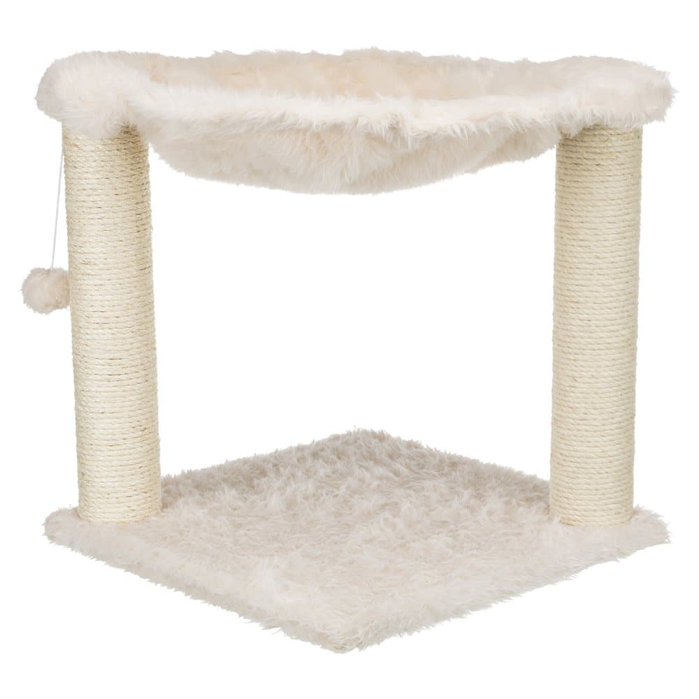 TRIXIE - Baza XXL Jute 19.7" Cat Scratching Posts with Hammock & Hanging Cat Toy - Cream