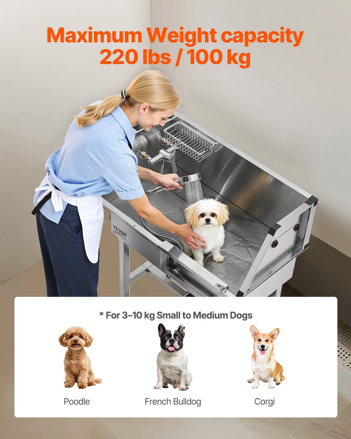 Maximum Weight capacity 220 lbs / 100 kg

* For 3-10 kg Small to Medium Dogs

Poodle
French Bulldog
Corgi