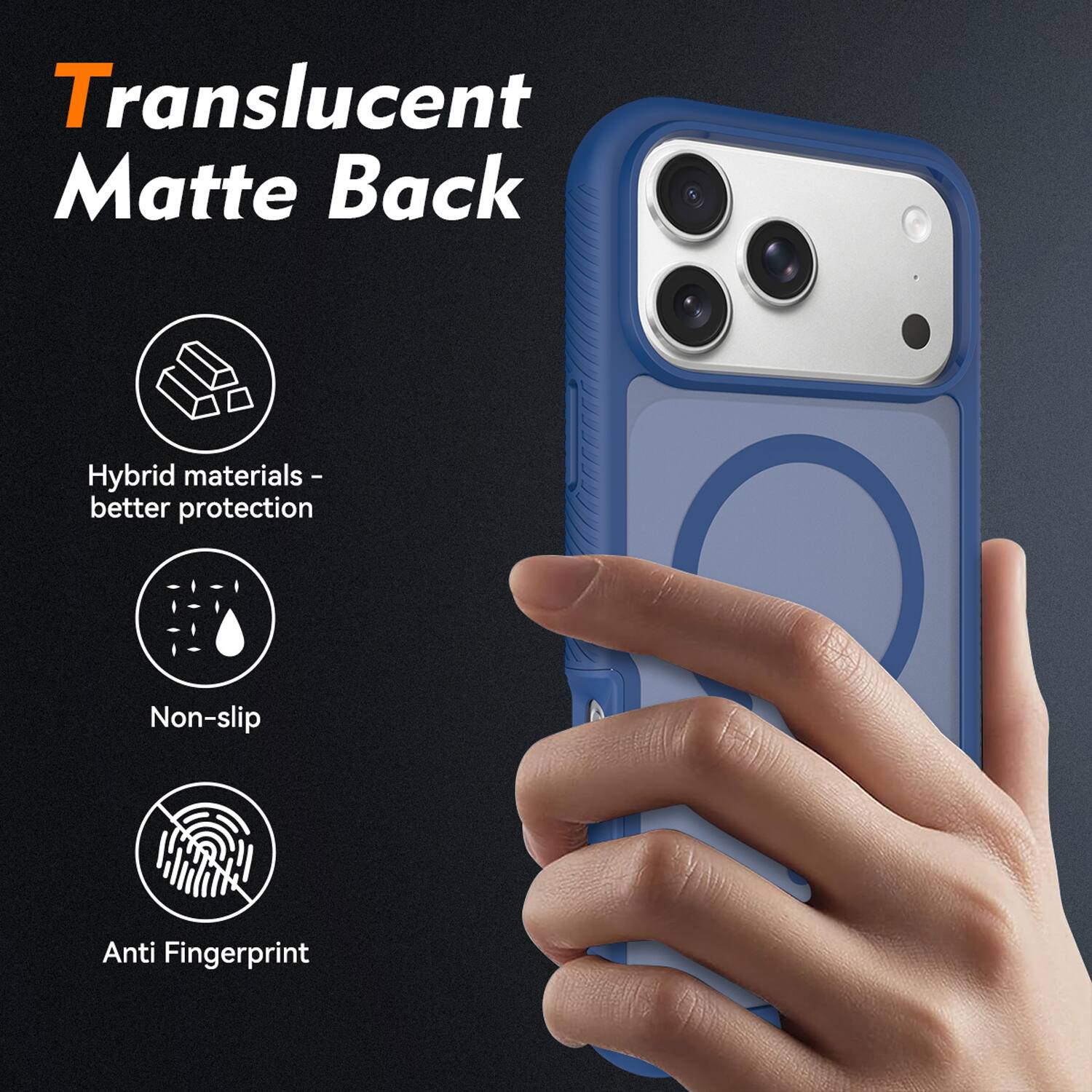 Translucent Matte Back

- Hybrid materials - better protection
- Non-slip
- Anti Fingerprint