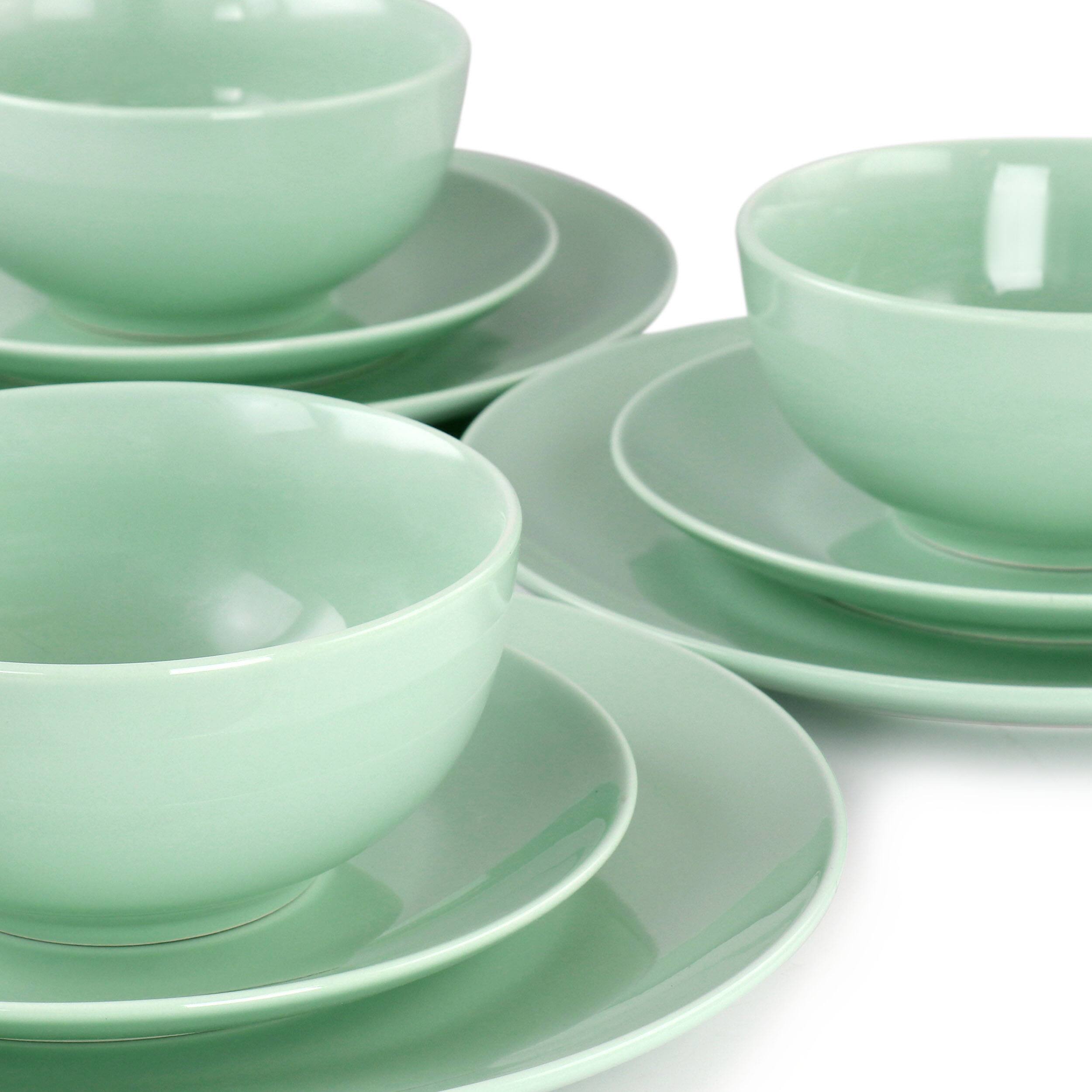Alt View 5. Elama - Elama Luna 18 Piece Porcelain Dinnerware Set in Mint - Mint.