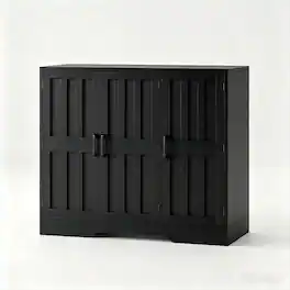 Vividwood - 42" Buffet Cabinet with Storage, 3-Door Sideboard Cabinet, Adjustable Shelf, Coffee Bar Cabinet for Dining Room - Black