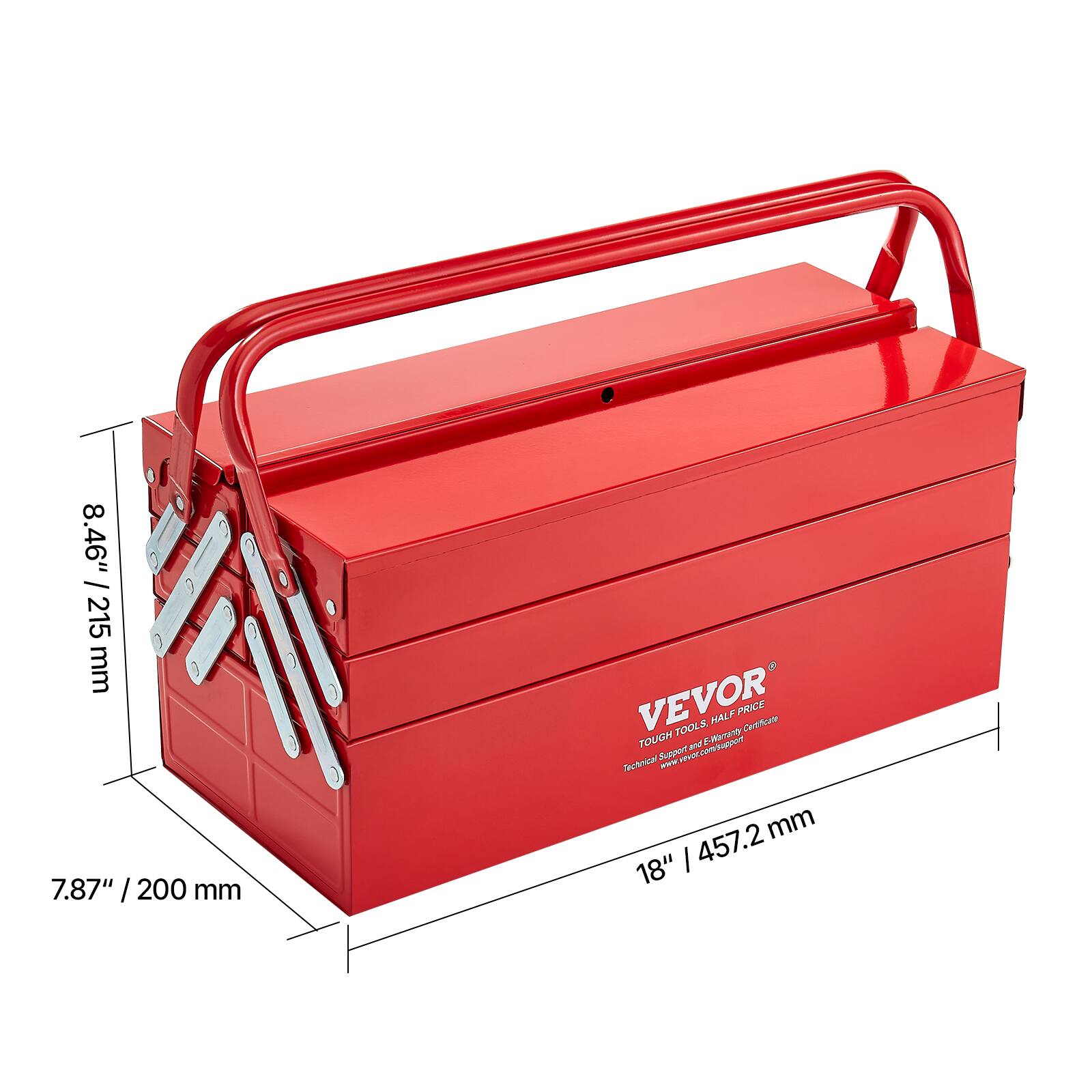 8.46" / 215 mm  
7.87" / 200 mm  
VEVOR  
TOUGH TOOLS, HALF PRICE  
Technical Support - www.vevor.com/support  
18" / 457.2 mm