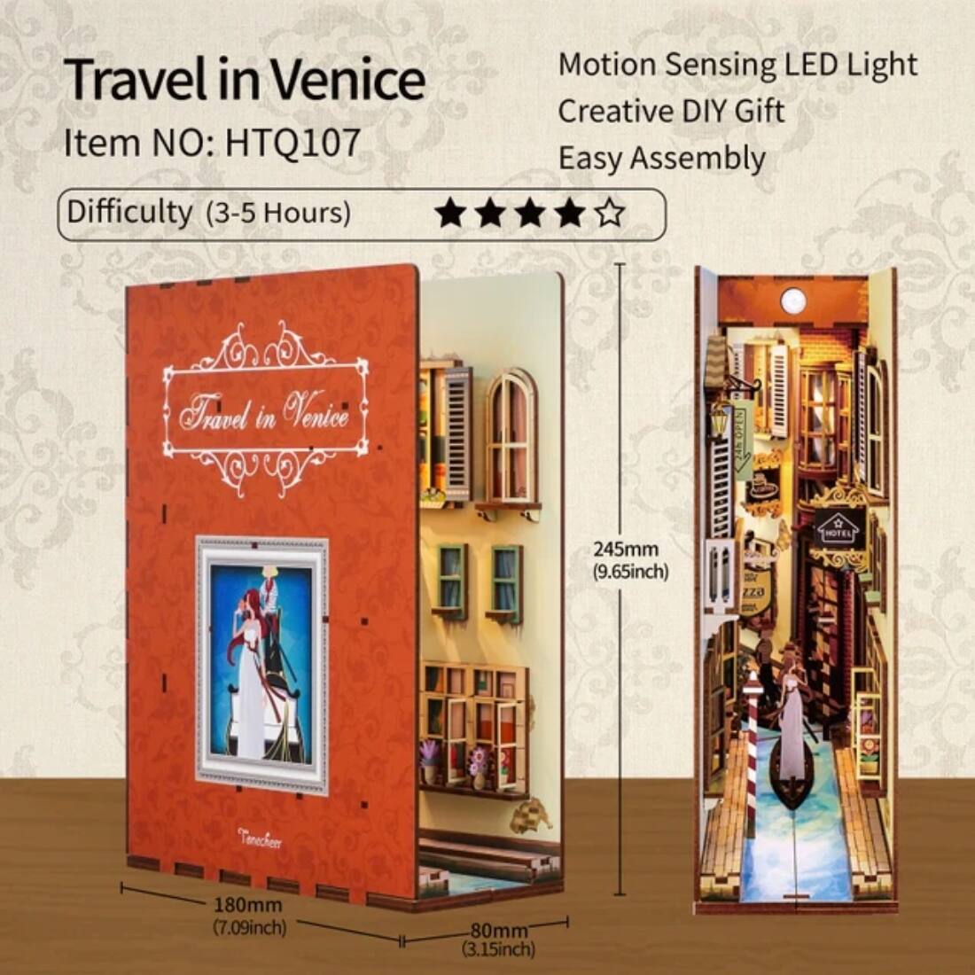 Angle. 3D Puzzle - DIY 3D Book Nook Kit Travel in Venice 127pcs.
