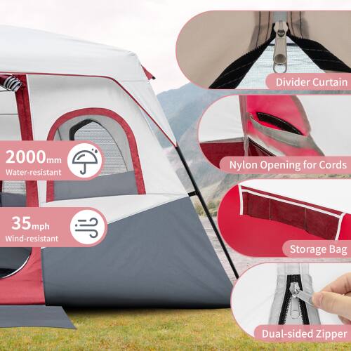 Divider Curtain 2000mm  
Water-resistant  
Nylon Opening for Cords  
35mph Wind-resistant  
Storage Bag  
Dual-sided Zipper
