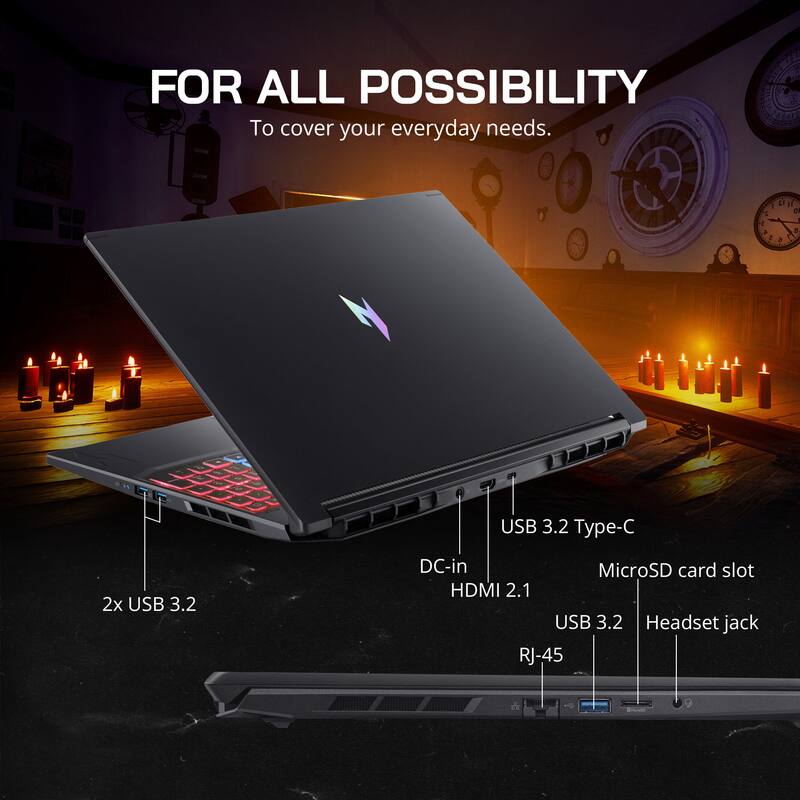 FOR ALL POSSIBILITY  
To cover your everyday needs.  

1 : 4 a  
1 + 1 E 8 a  
USB 3.2 Type-C  
2x USB 3.2  
DC-in  
MicroSD card slot  
HDMI 2.1  
USB 3.2  
Headset jack  
RJ-45