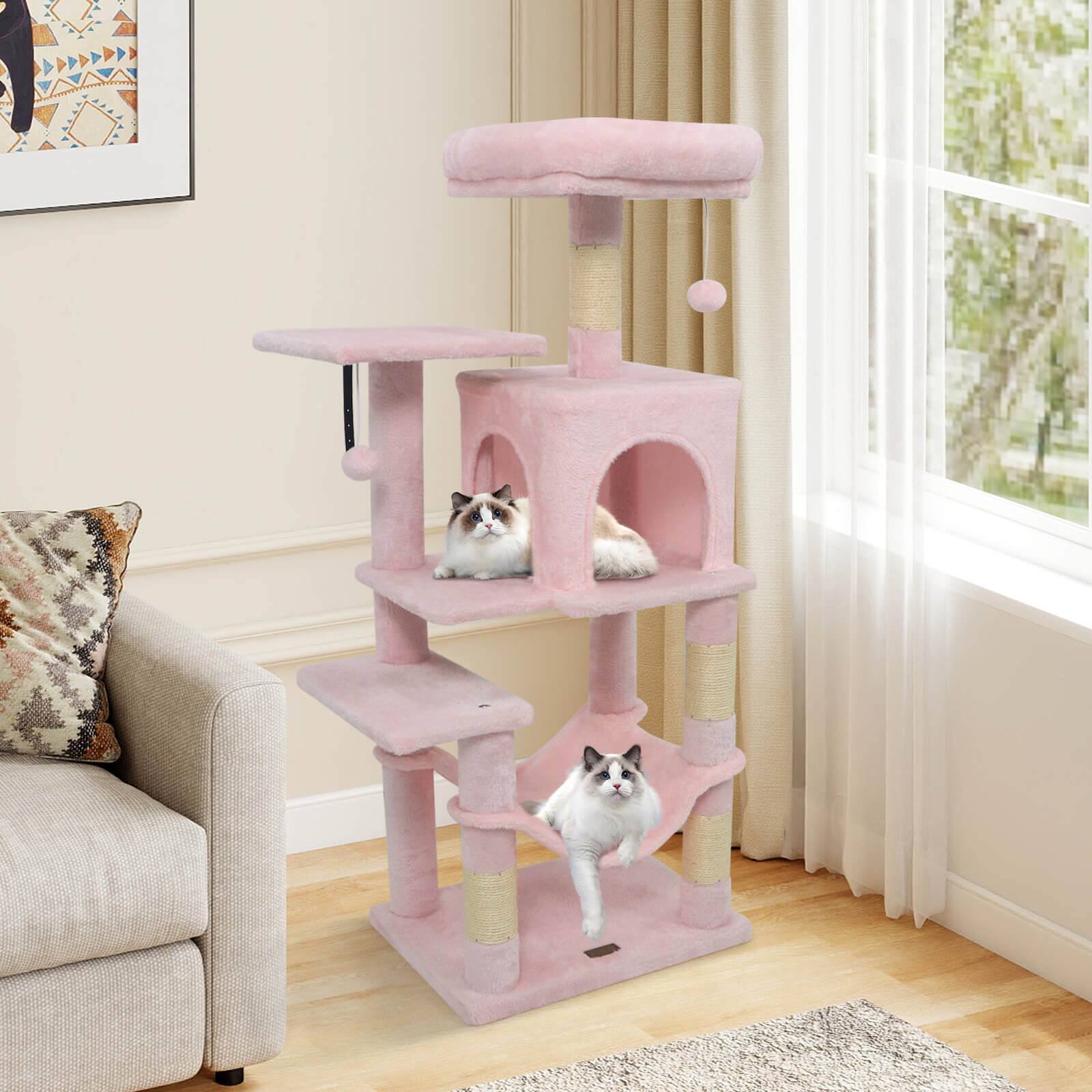Alt View 3. Costway - Costway 44" Tall Multi-level Cat Tree with Cushion Top Perch, 2-Entrance Large Cat Condo.