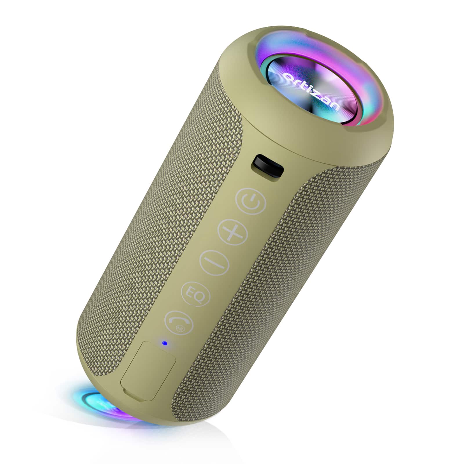 Ortizan - Portable Bluetooth Speaker, IPX7 Waterproof, TWS, 30H Playtime, Deep Bass - Kakki