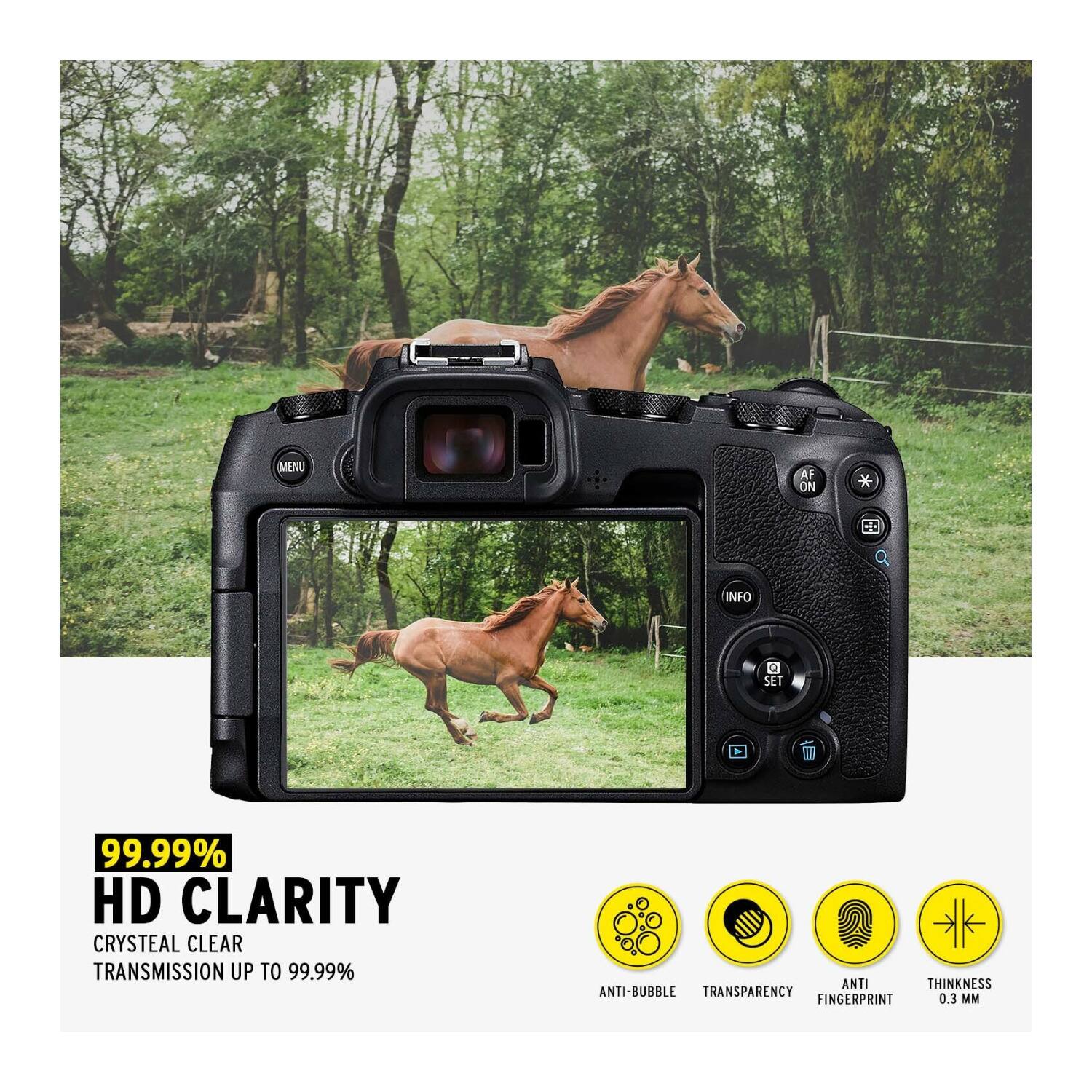 MENU AF ON 58 INFO Q SET 99.99% HD CLARITY CRYSTAL CLEAR TRANSMISSION UP TO 99.99% ANTI-BUBBLE TRANSPARENCY FINGERPRINT 0.3 MM