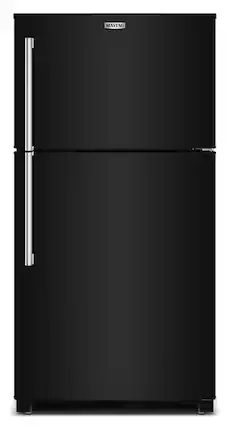 Front. Maytag - 33 in. Wide 21 cu. ft. Top-Freezer Refrigerator with Garage Mode - Black.