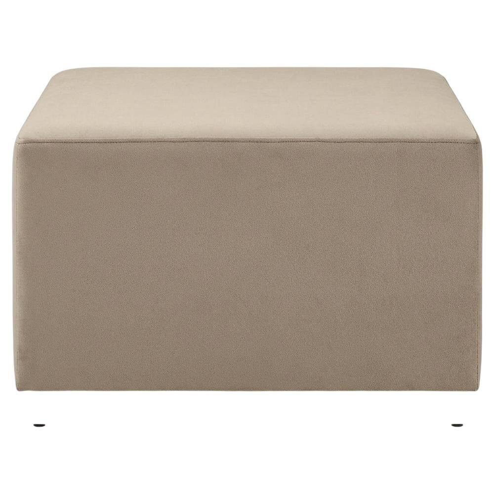 Back. Outdoor Escape - Square Performance Velvet Ottoman With Plush Upholstery And Versatile Design - Brown.