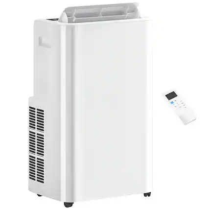 Front. Homcom - 12000 BTU Portable Air Conditioner with Remote Control, Free Standing AC Unit with Built-in Cool, Dehumidifier - White.