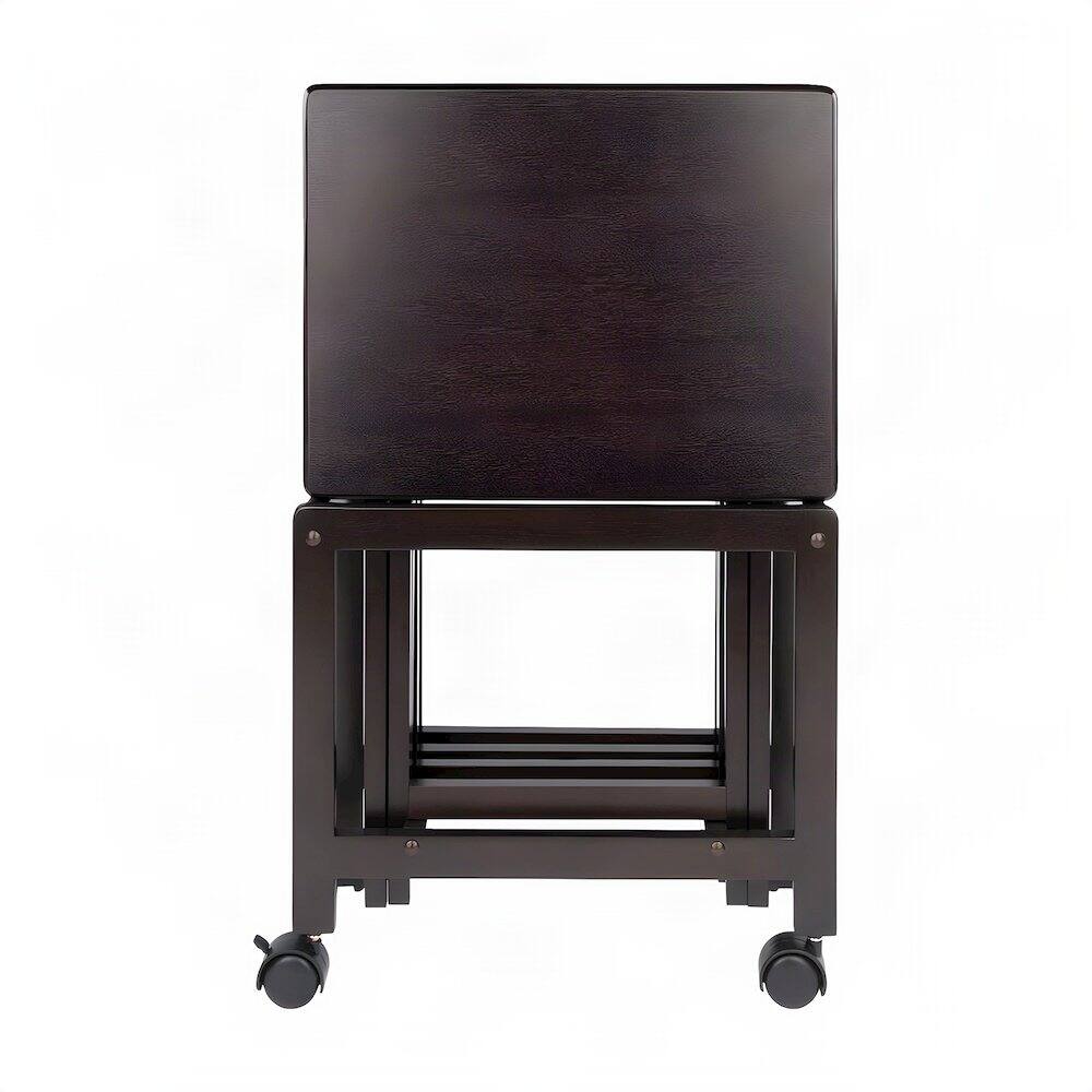 Alt View 1. FurniFact - 5-Piece Solid Wood Snack Tray Table Set - Coffee.