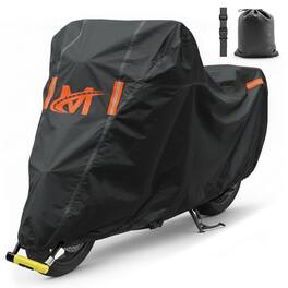 Mockins - 91 in. x 49 in. x 39 in. Heavy-Duty 250g PVC Outdoor Motorcycle Cover with Cotton Lining, Lock Hole, Strap and Carry Bag