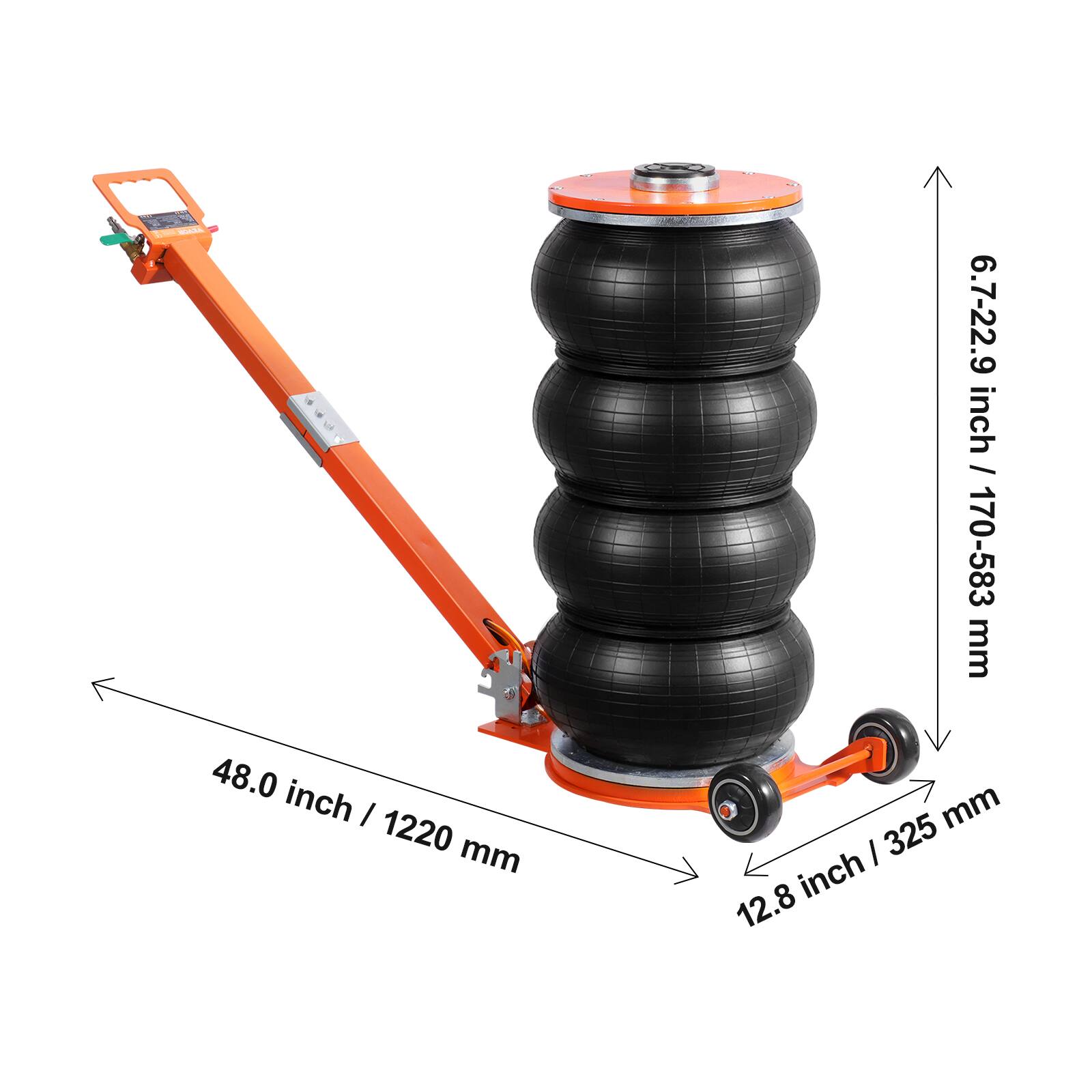 6.7-22.9 inch / 170-583 mm  
48.0 inch / 1220 mm  
12.8 inch / 325 mm