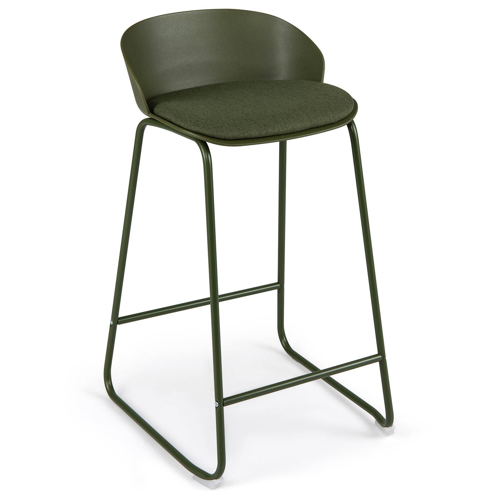 Gymax 28'' Counter Height Bar Stools Set of 4 w/Curved Backrest Metal ...