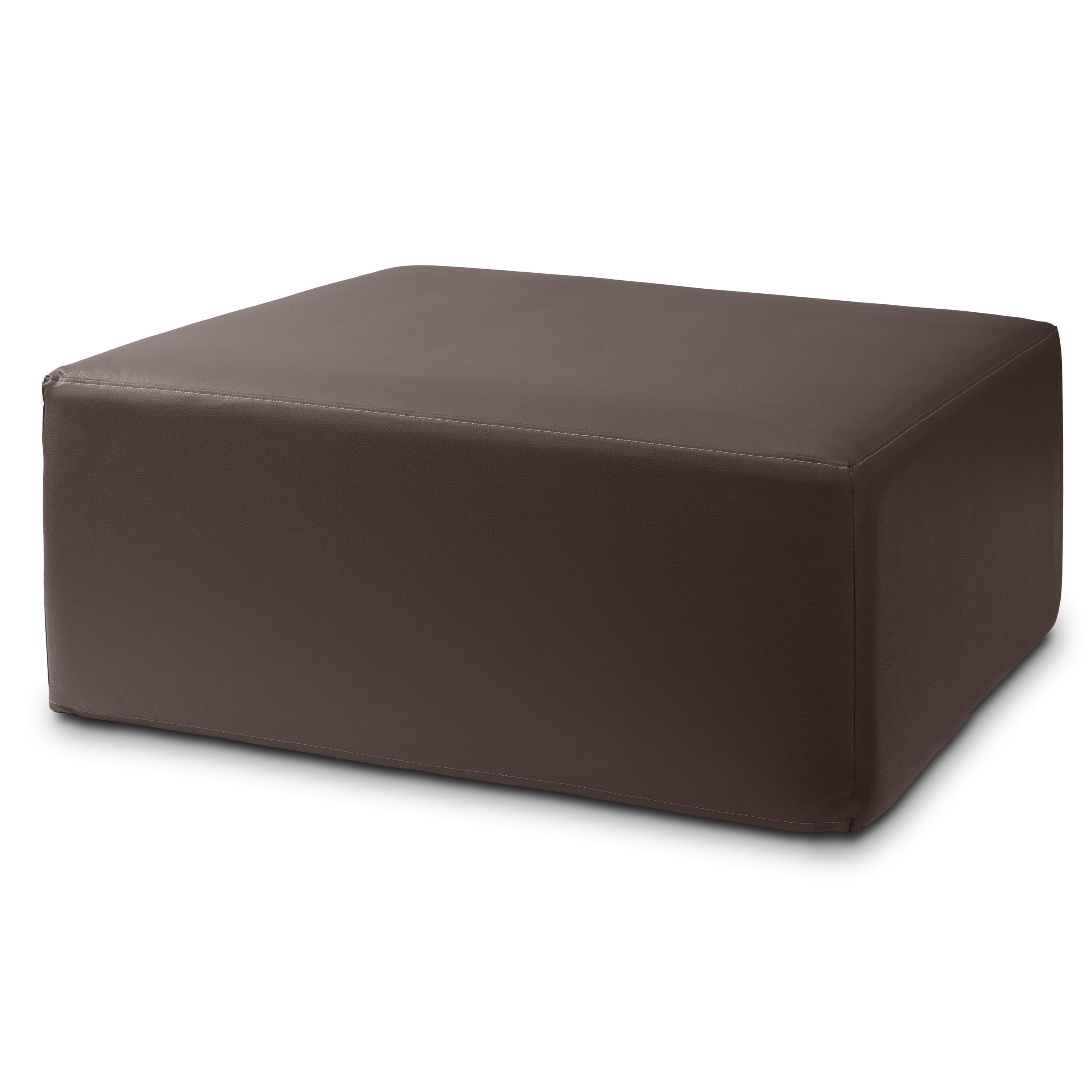 Jaxx - Fairlie Couch Ottoman - Oversized Square Foam Coffee Table Ottoman, 36", Premium Faux Leather, Chocolate - Faux Leather Chocolate