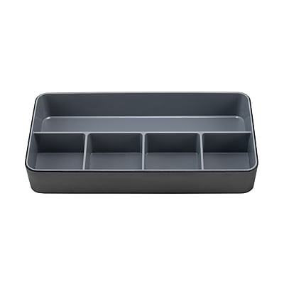 Front. Advantus - Advantus Fusion 5 Compartment Desk Tray, Black and Gray, Each (37682) - Black W/Gray.