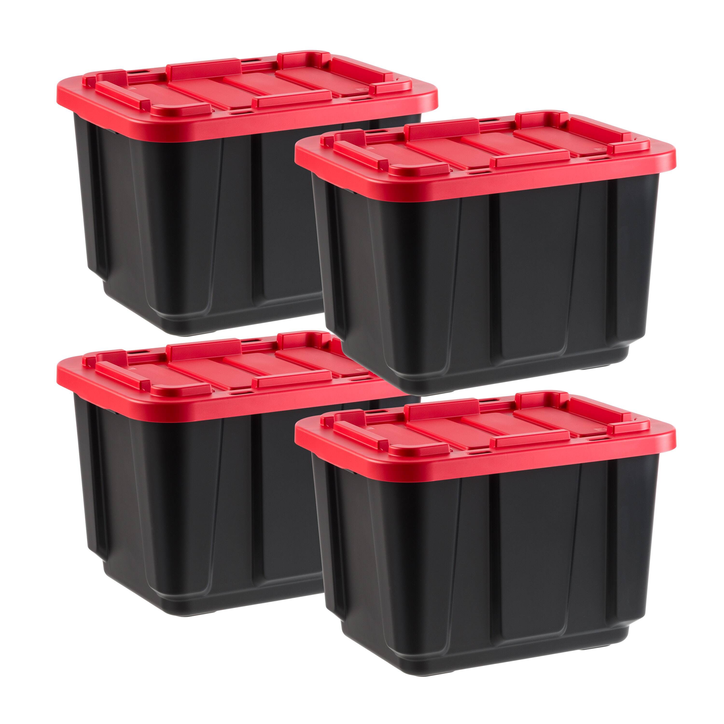 Front. IRIS USA - IRIS USA 11.5Gal/46Qt 4 Pack All-Weather Heavy-Duty Stackable Storage Plastic Bin Tote Container with Quick Snap Lid.