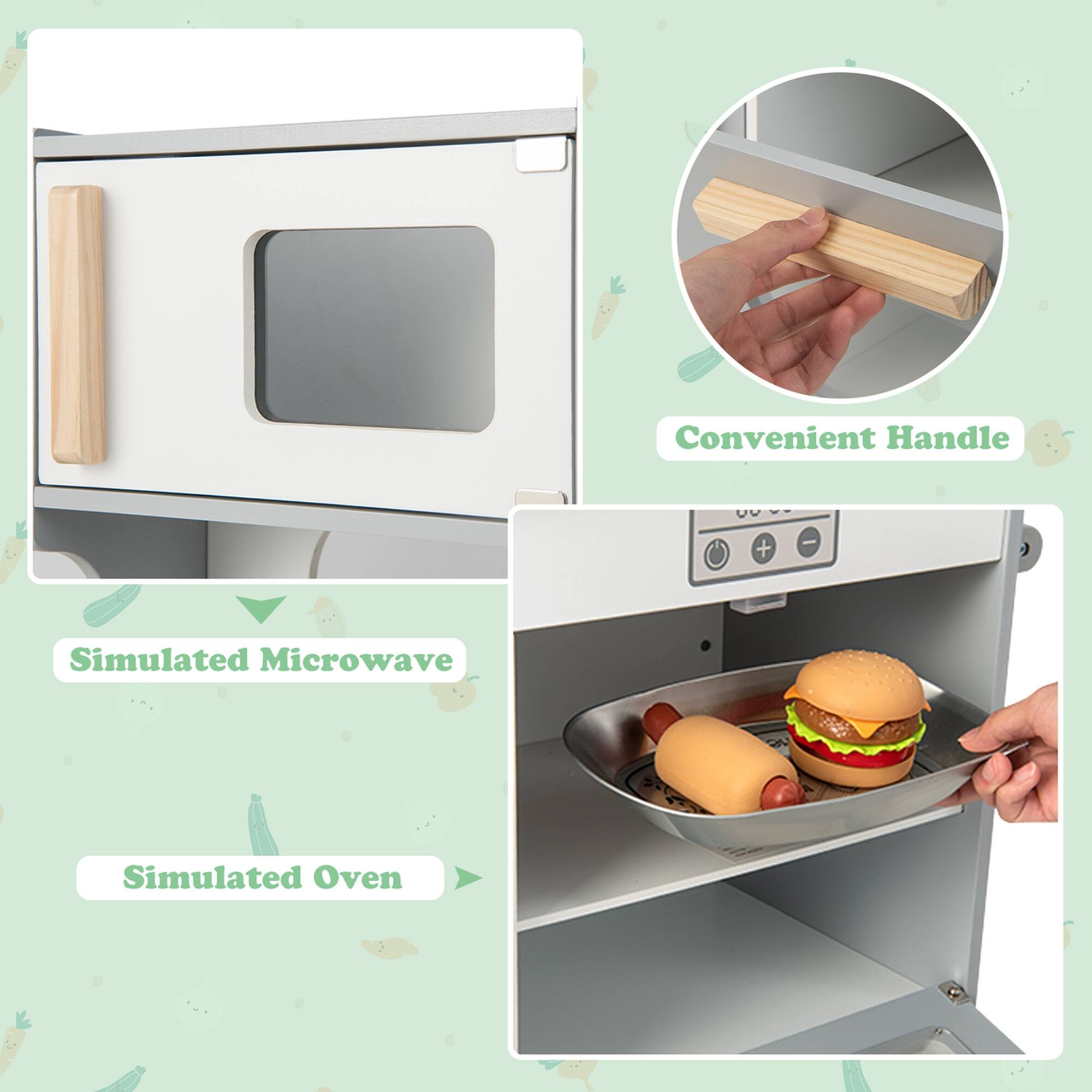 Convenient Handle

Simulated Microwave

Simulated Oven