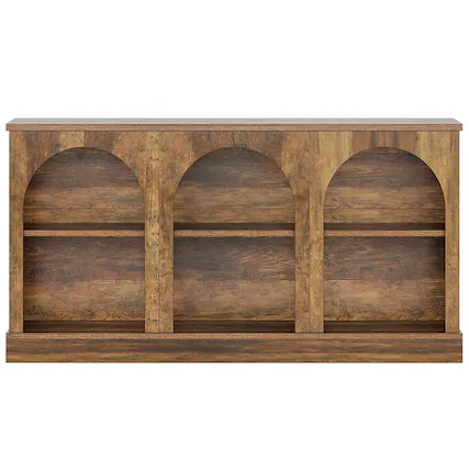 Front. Kadyn - Kadyn 3-Tier Storage Console Table, Rustic Entryway Decor, Space-Saving Home Accessory, Rustic Brown - Brown.
