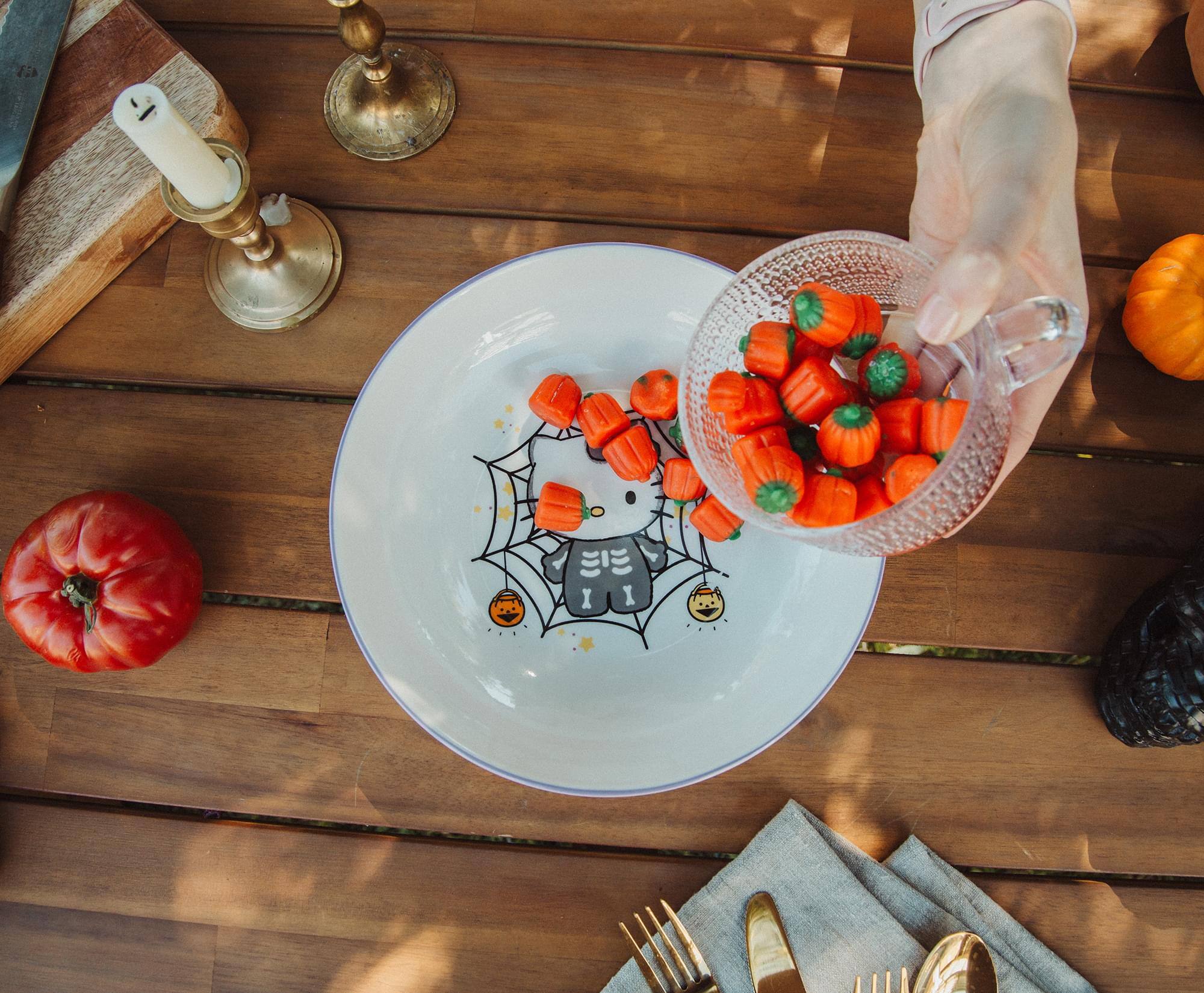 Alt View 10. Silver Buffalo - Sanrio Hello Kitty Skeleton Web 9-Inch Ceramic Coupe Dinner Bowl - Purple.