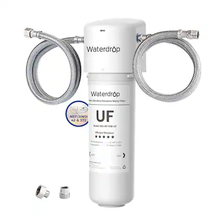 Waterdrop Waterdrop Ide Siml Ultra Filtration Water Filter L - NSF/ANSI 42 & 372 UF Model: WD-RF10W-UF WD-RF OW-UF Efficient filtration Opening temperature 15-100°F (38-38°C) - 100psi (0.7, 6.8bar) NOCX LOCK