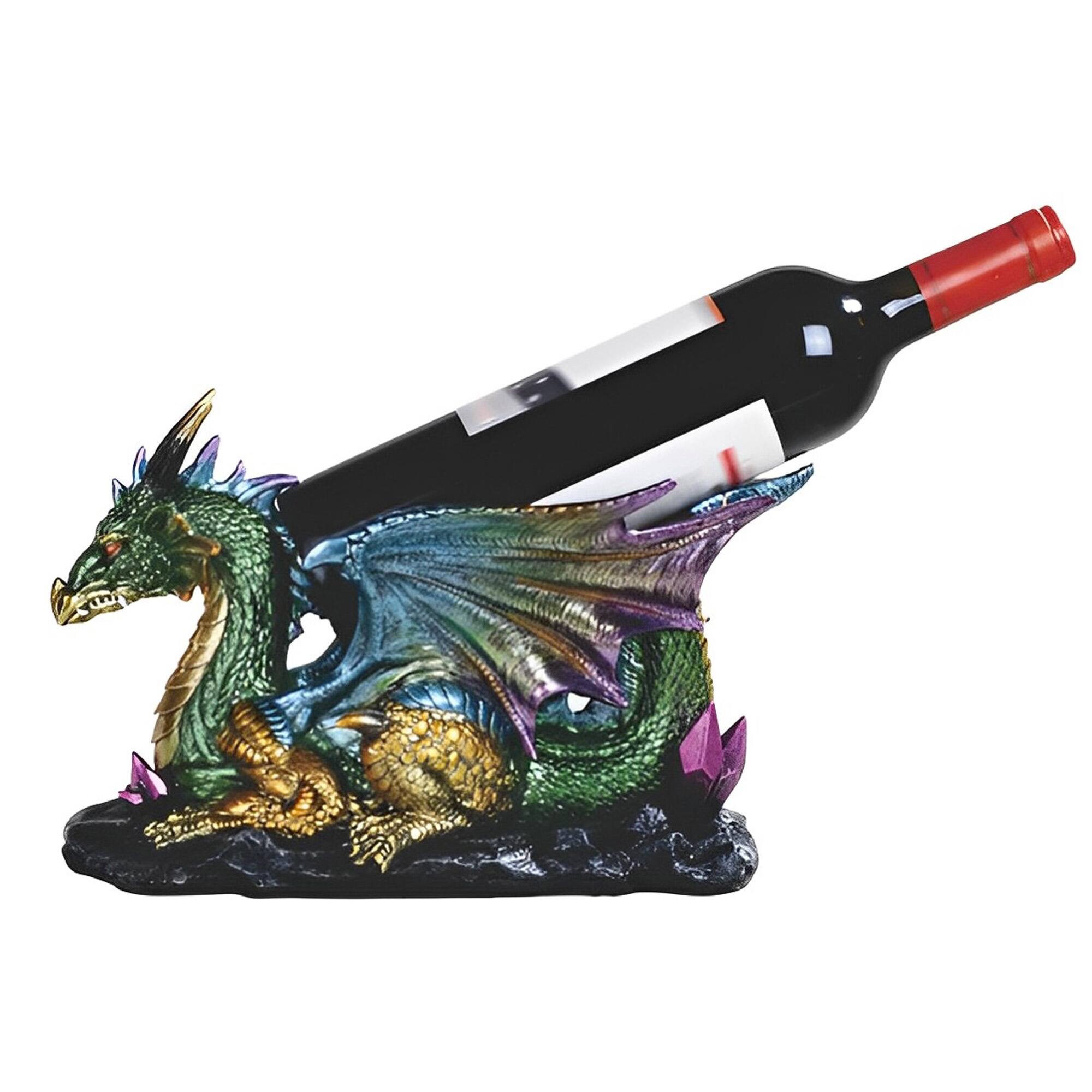 Front. FC Design - FC Design 11"W Green Dragon Wine Rack Bottle Holder Dining Room Figurine - Multicolor.