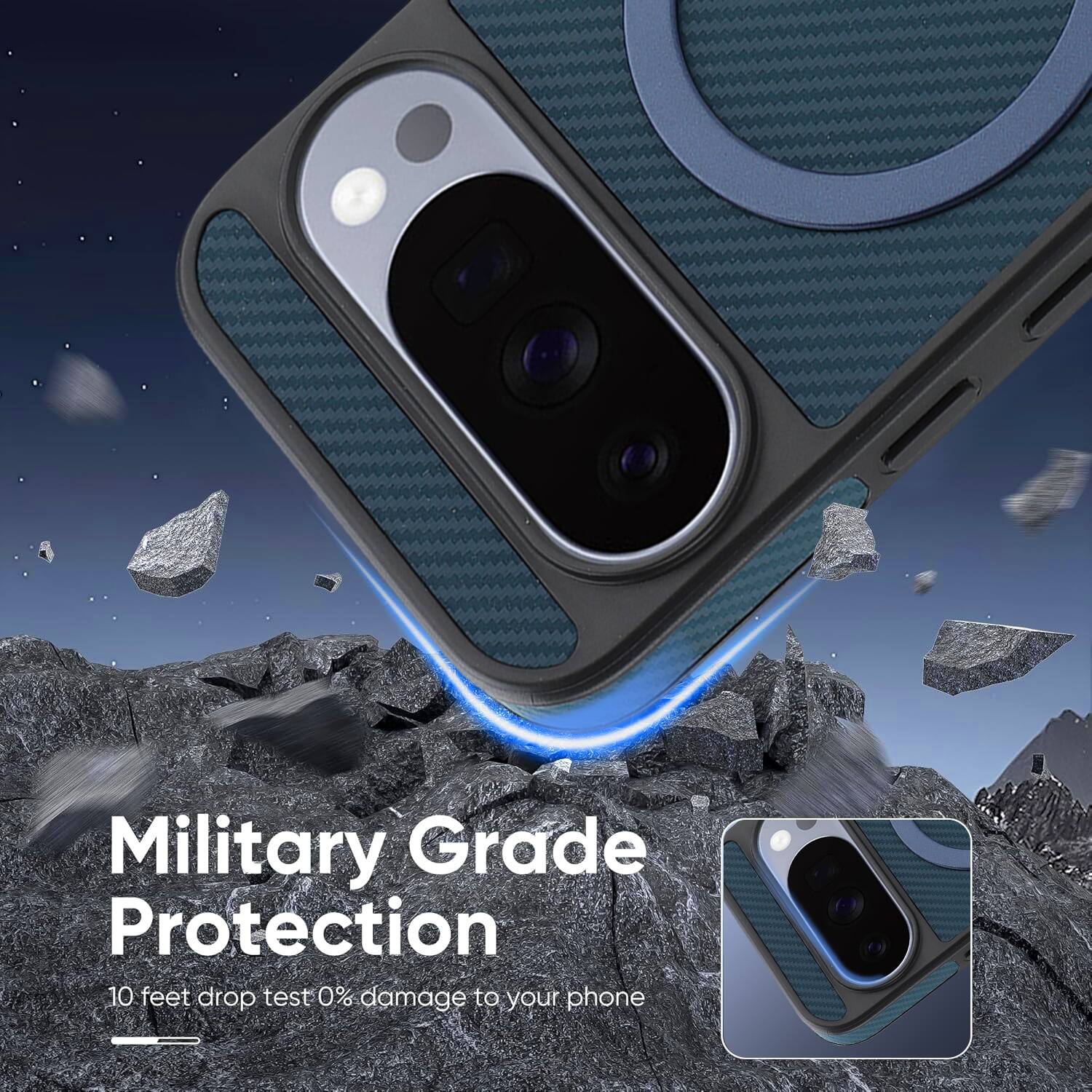 Military Grade Protection  
10 feet drop test 0% damage to your phone