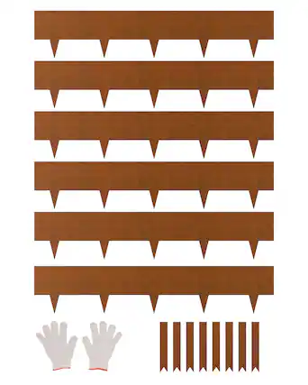 Front. VEVOR - Steel Landscape Edging, 6 Packs 40 x 8 in Weather-Resistant & Pre-Rust Metal Landscape Edging - Rust.