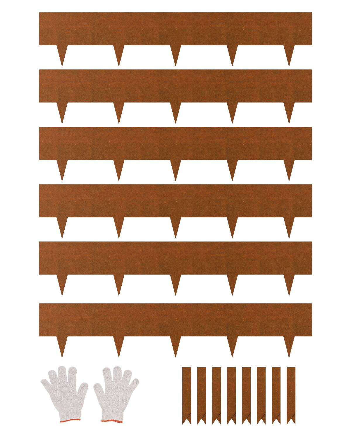 Front. VEVOR - Steel Landscape Edging, 6 Packs 40 x 8 in Weather-Resistant & Pre-Rust Metal Landscape Edging - Rust.