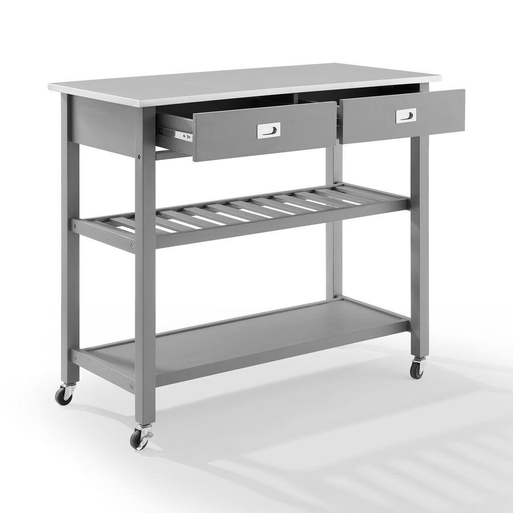 Front. Crosley Furniture - Chloe Stainless Steel Top Kitchen Island/Cart - Gray.