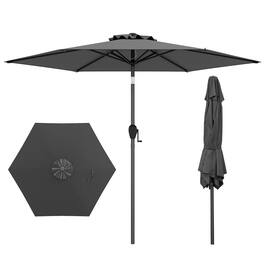 Gymax - 7.5 ft Patio Umbrella Outdoor Heavy Duty Market Umbrella w/ Push Button Tilt - Gray