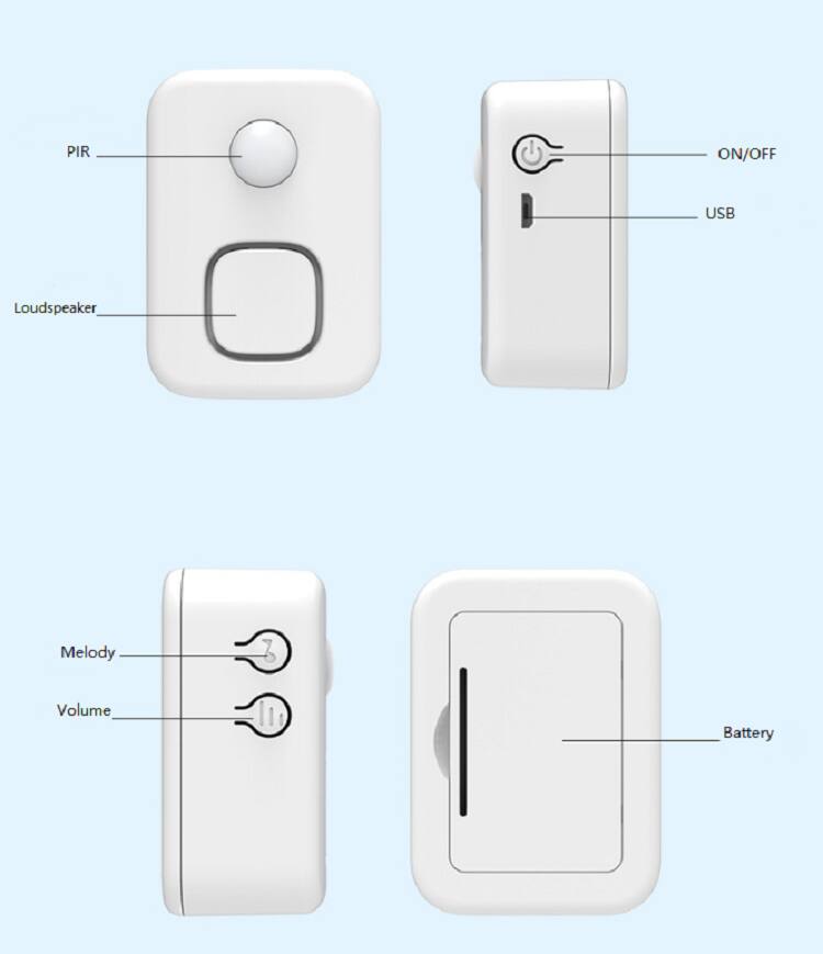 PIR ON/OFF USB Loudspeaker Melody Volume Battery