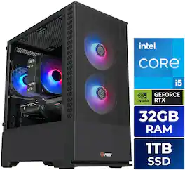 ADVANCED BATTLESTATIONS - ABS Cyclone Aqua Prebuilt Gaming PC Windows 11 Intel Core i5-14400F GeForce RTX 5060 8GB DLSS 4 32GB DDR4 1TB NVMe SSD