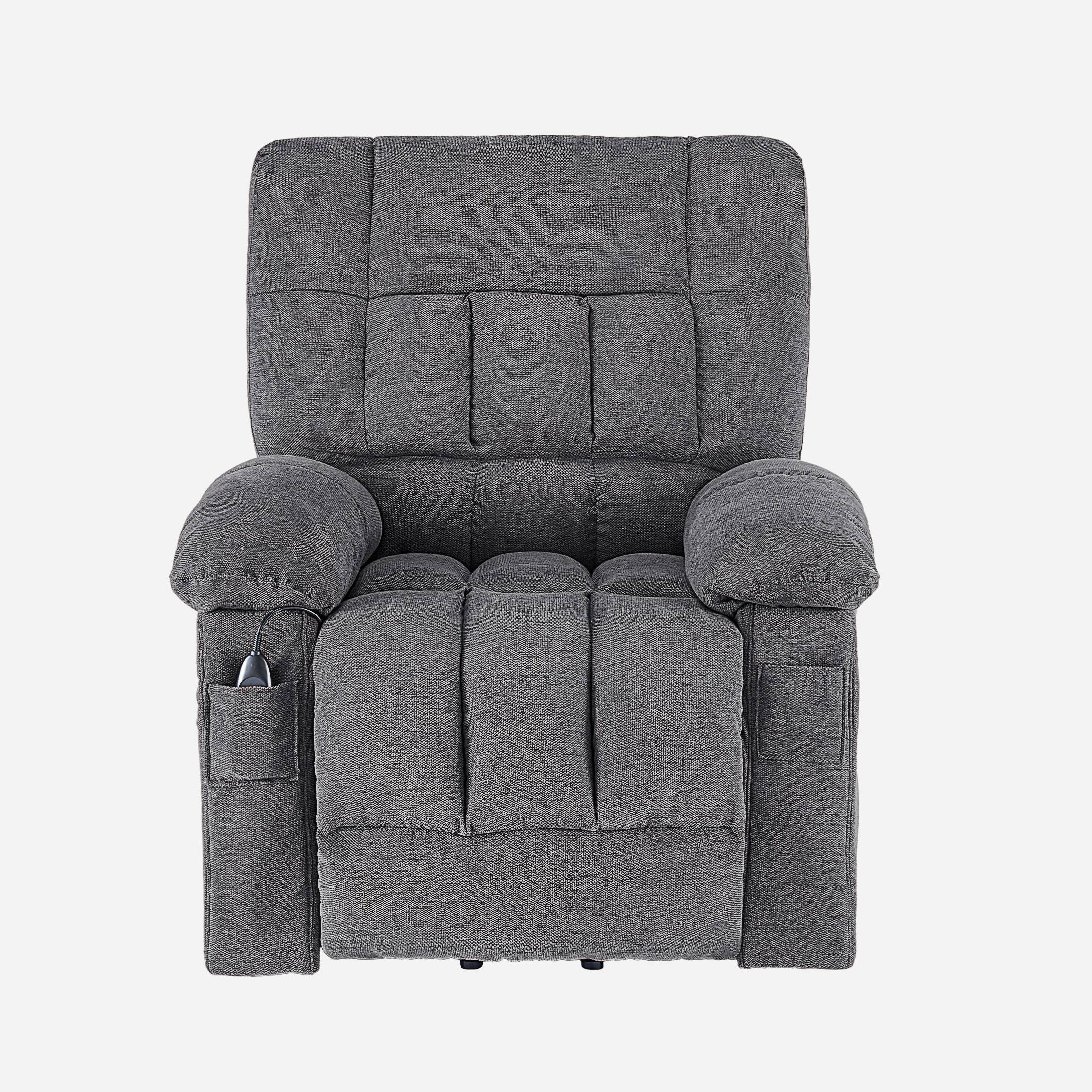 Back. Bestier - Power Recliner Chair with Massage & Heat, Adjustable Single Sofa with Footrest, Cup Holders & Storage - grey.