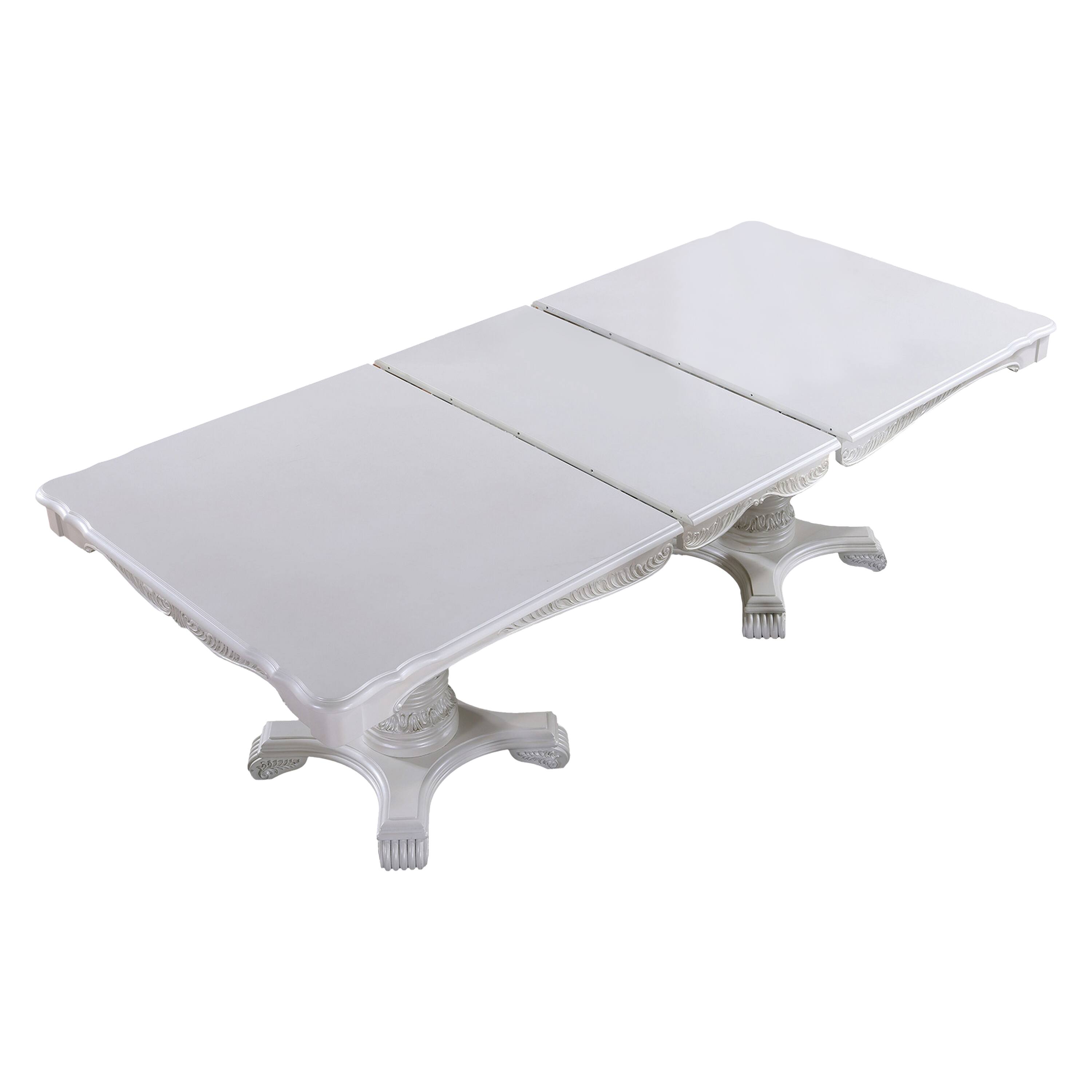 Front. Manhattan Lane - Zenie Dining Table, Extension Leaf, 77-95 Inch, Classic White Solid Wood - White.