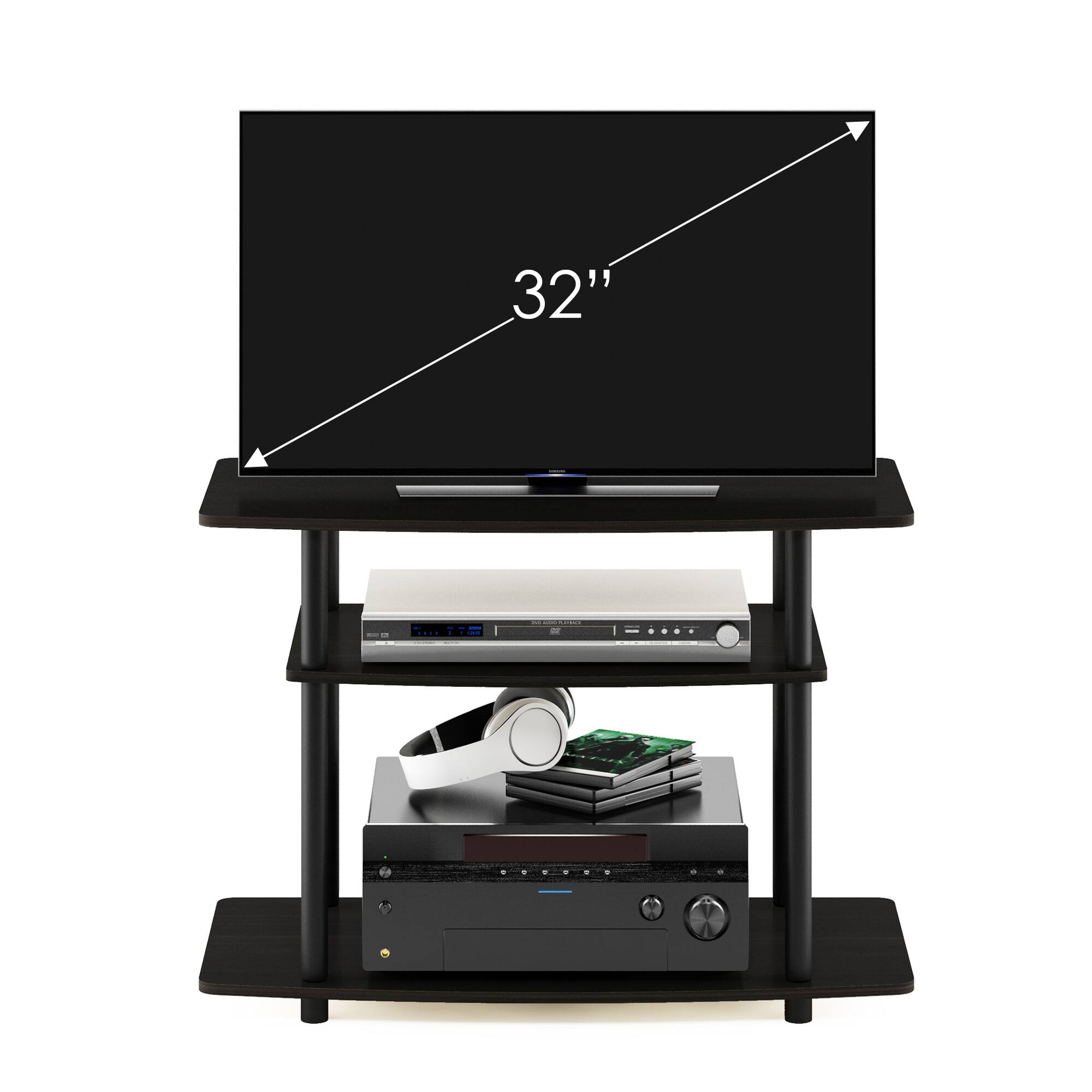 Alt View 4. Furinno - Turn-N-Tube No Tools 3-Tier TV Stands - Espresso/Black.