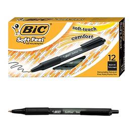 BIC - Soft Feel Retractable Ballpoint Pens, Medium Point, 1.0mm, Dozen - Black Ink