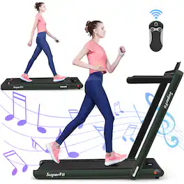 Gymax - 2 in 1 Folding Treadmill 2.25HP Running Machine w/ Dual Display - Green